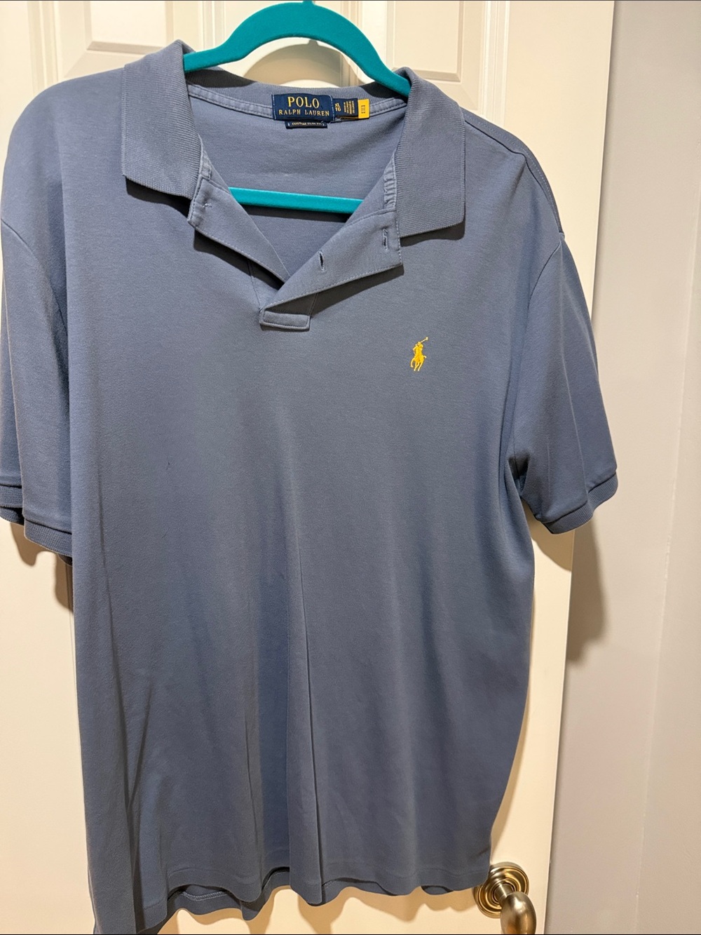 Polo by Ralph Lauren Short Sleeve Polo in Slate Blue with Yellow Pony